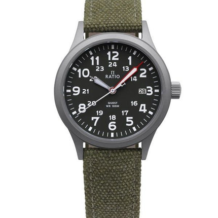 Ratio Quest Märs Field Watch Sapphire Canvas Armband Khaki Green Dial Quartz RTQ029 100M Lewis And Clark Edition