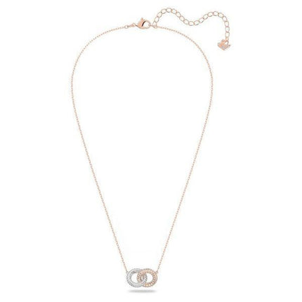 Swarovski Dextera klara kristAllaer och roséguld pläterade sammanflätade cirklar halsband 5414999 för kvinnor