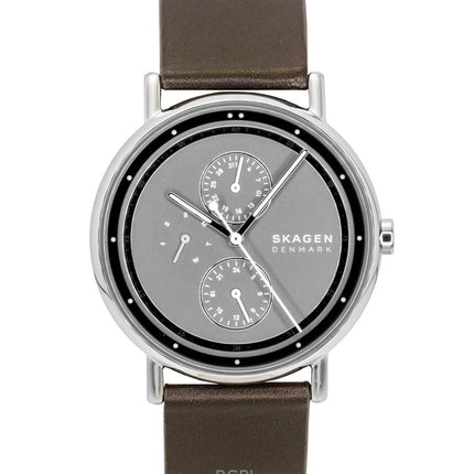 Skagen Signatur läderarmband multifunktion grå urtavla kvarts SKW6941 herrklocka