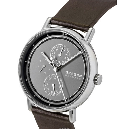 Skagen Signatur läderarmband multifunktion grå urtavla kvarts SKW6941 herrklocka