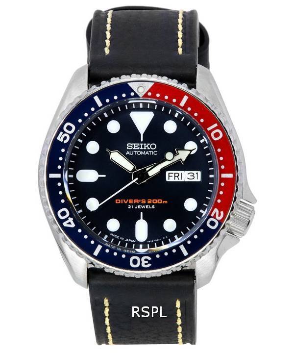 Seiko Automatic Diver's Ratio Black Leather SKX009J1-LS2 200M Herrklocka