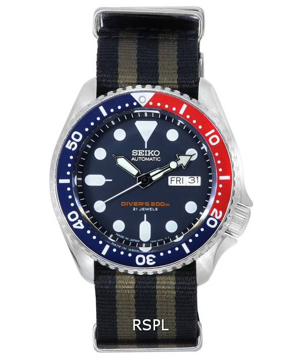 Seiko Blue Dial Automatic Diver's SKX009J1-var-NATO21 200M herrklocka
