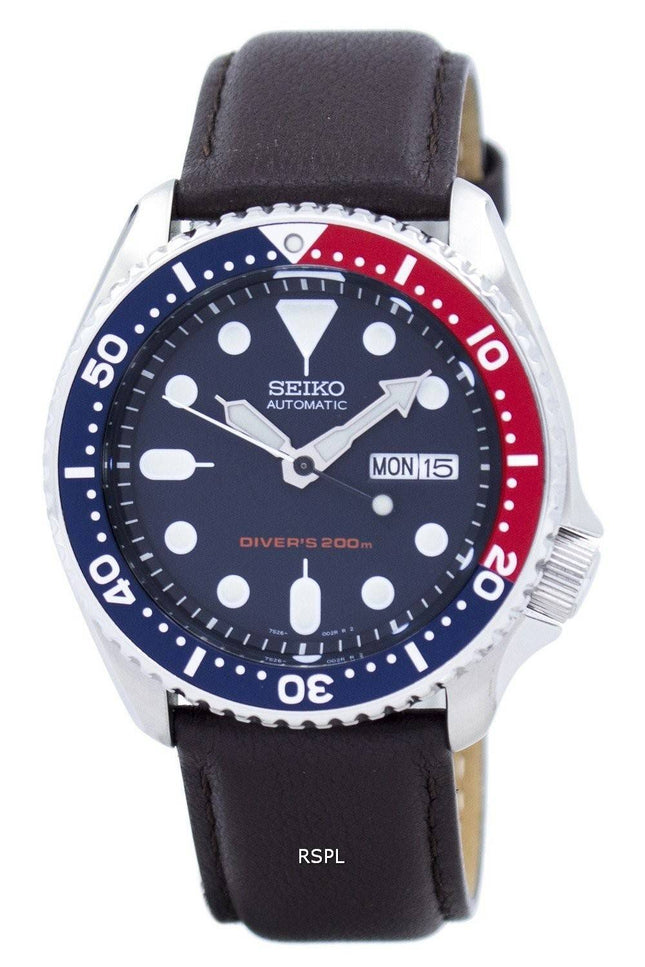 Seiko Automatic Diver's 200M baserat mörkbrunt läder SKX009K1-LS11 mäns klockor