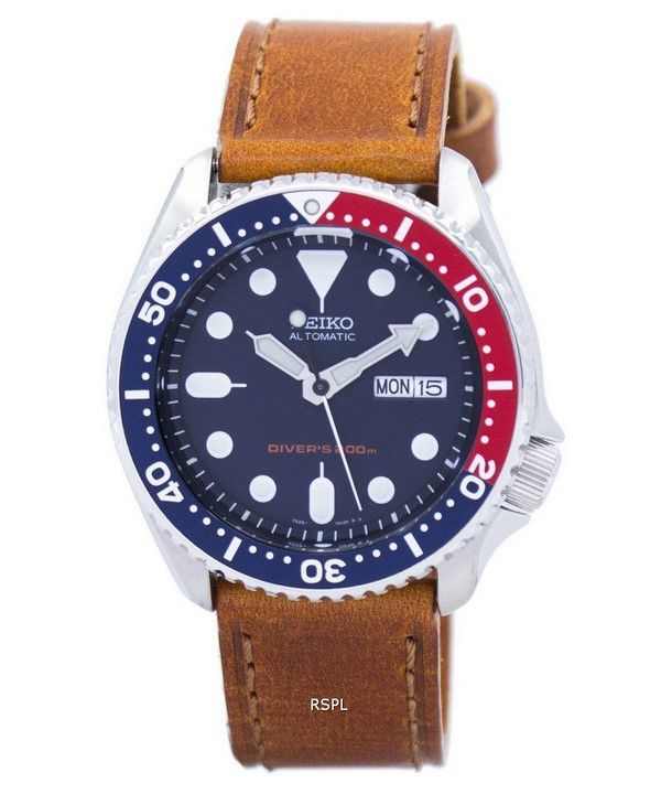 Seiko Automatic Diver&#39,s 200M Ratio Brown Leather SKX009K1-LS9 Herrklocka