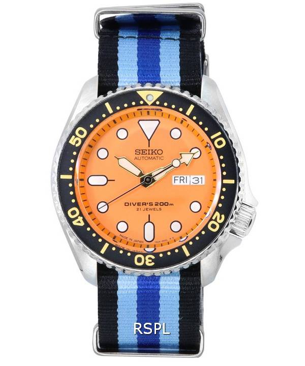 Seiko Orange Dial Automatic Diver's SKX011J1-var-NATO20 200M herrklocka