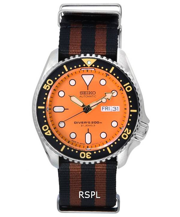 Seiko Orange Dial Automatic Diver's SKX011J1-var-NATO22 200M herrklocka