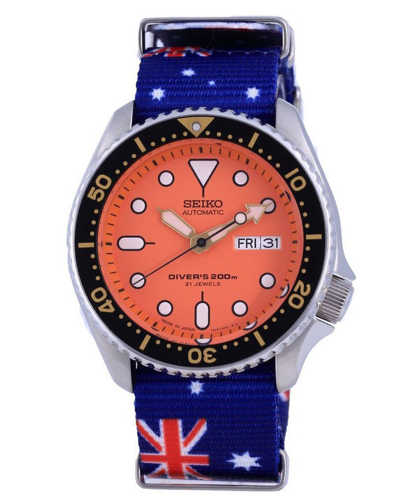 Seiko Automatic Diver&#39,s Japan Made Polyester SKX011J1-var-NATO30 200M Herrklocka