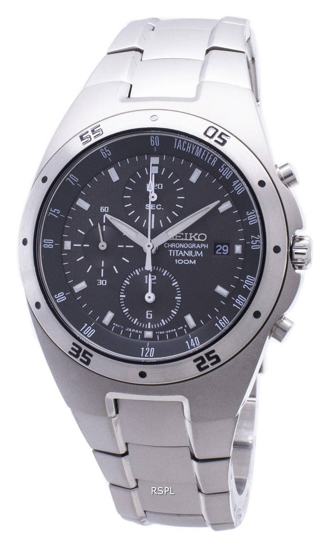 Renoverad Seiko Titanium Chronograph SND419 SND419P1 SND419P Herrklocka