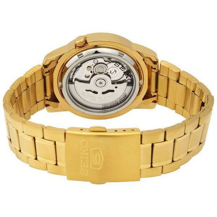 Seiko 5 guldton rostfritt stål svart urtavla 21 juveler Automatisk SNKK22K1 herrklocka