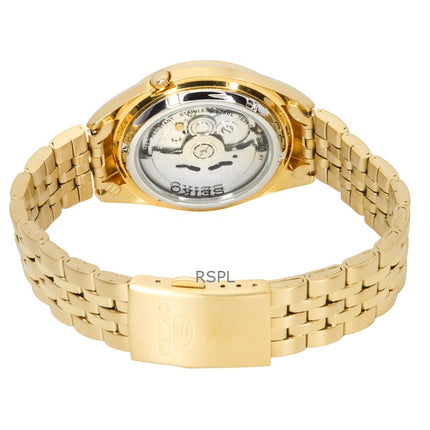 Seiko 5 guldfärgad rostfritt stål vit urtavla 21 juveler Automatisk SNKL26K1 herrklocka