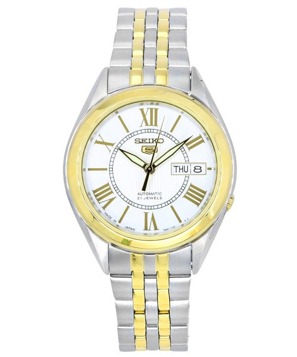 Seiko 5 Two Tone Rostfritt Stål Silver Urtavla 21 Jewels Automatisk SNKL36J1 Herrklocka