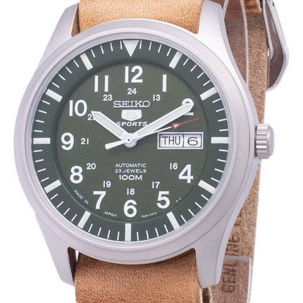 Seiko 5 Sport SNZG09J1-LS18 Japan gjorde brunt läder rem mäns klockor