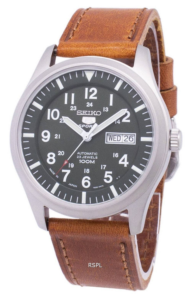 Seiko 5 Sports Automatic Japan Made Ratio Brown Leather SNZG09J1-LS9 Herrklocka