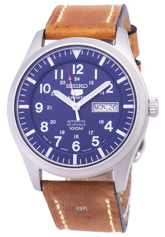 Seiko 5 Sport SNZG11J1-LS17 automatisk brunt läder rem mäns klocka