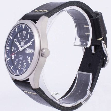 Seiko 5 Sport SNZG11K1-LS14 automatisk svart läder rem mäns klockor