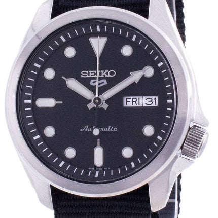 Renoverad Seiko 5 Sports svart urtavla nylonrem automatisk SRPE67 SRPE67K1 SRPE67K 100M herrklocka