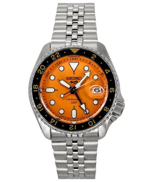 Renoverad Seiko 5 Sports SKX Sports Style GMT rostfritt stål orange urtavla 24 juveler automatisk SSK005J1 100M herrklocka