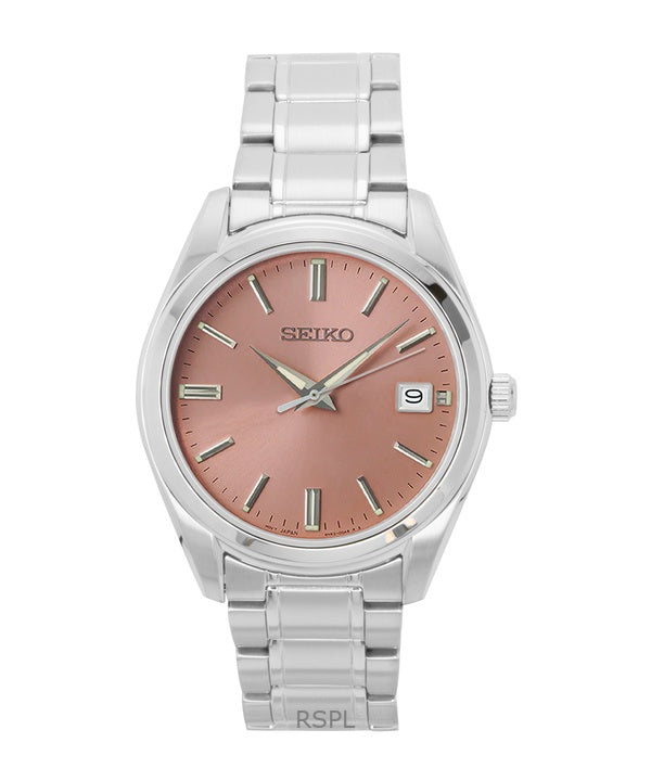 Seiko Rostfritt Stål Laxfärgad Urtavla Quartz SUR523P1 100M Herrklocka