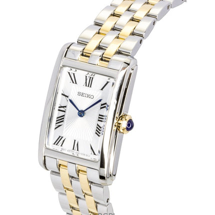 Seiko tvåfärgad rostfritt stål silverfärgad urtavla kvarts SWR087P1 damklocka