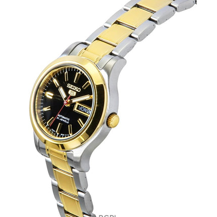 Seiko 5 tvåfärgad rostfritt stål svart urtavla 21 juveler automatisk SYMD94K1 damklocka