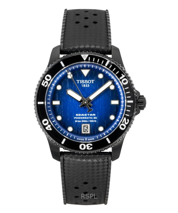 Tissot Seastar 1000 syntetiskt armband blå urtavla automatisk dykarklocka T120.807.37.041.00 300M herrklocka
