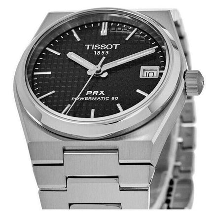 Tissot PRX T-Classic Powermatic 80 svart urtavla automatisk T137.207.11.051.00 100M unisexklocka