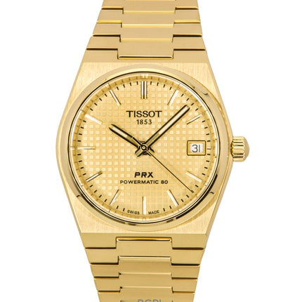 Tissot PRX Powermatic 80 guldton rostfritt stål champagneurtavla automatisk T137.207.33.021.00 100M damklocka