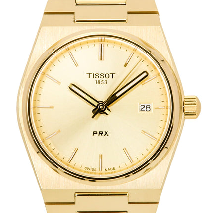 Tissot PRX Gold Tone Rostfritt stål Champagne Urtavla Swiss Quartz T137.210.33.021.00 100M Damklocka