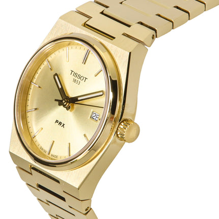Tissot PRX Gold Tone Rostfritt stål Champagne Urtavla Swiss Quartz T137.210.33.021.00 100M Damklocka