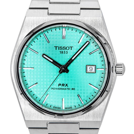 Tissot PRX Powermatic 80 rostfritt stål ljusgrön urtavla Automatisk T137.407.11.091.01 100M herrklocka