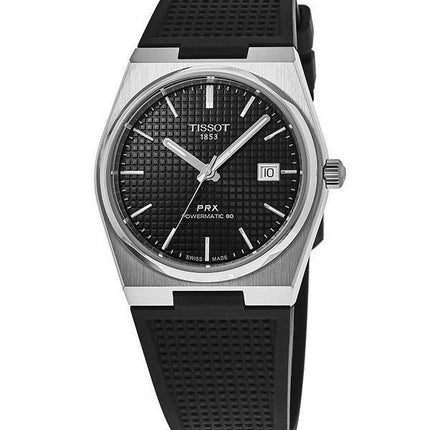 Tissot T-Classic PRX Powermatic 80 gummirem Svart Urtavla Automatisk T137.407.17.051.00 100M herrklocka