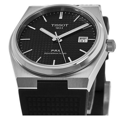 Tissot T-Classic PRX Powermatic 80 gummirem Svart Urtavla Automatisk T137.407.17.051.00 100M herrklocka