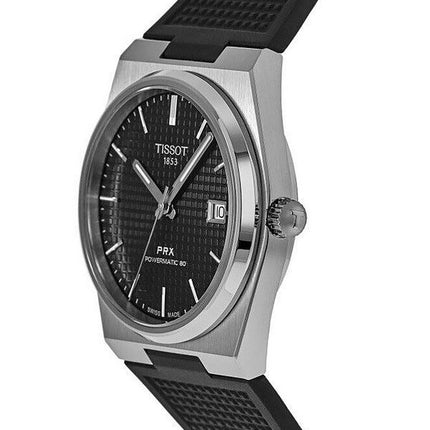 Tissot T-Classic PRX Powermatic 80 gummirem Svart Urtavla Automatisk T137.407.17.051.00 100M herrklocka