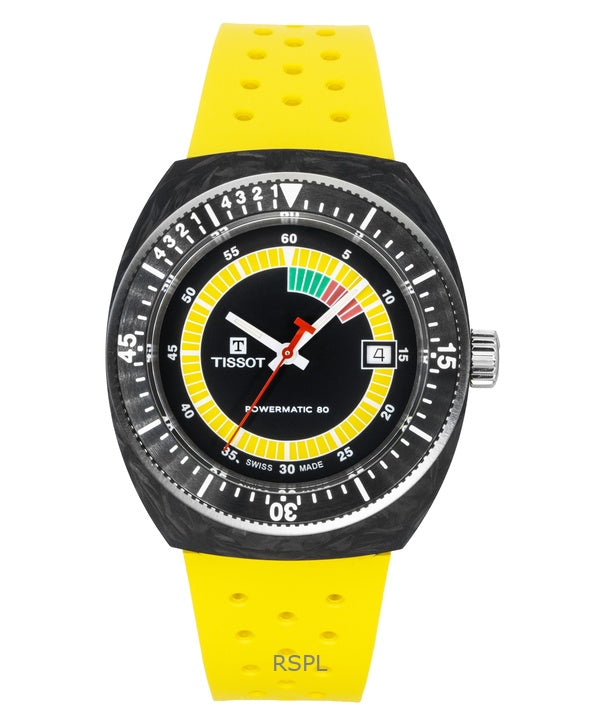 Tissot Sideral S syntetiskt armband svart urtavla automatisk dykarklocka T145.407.97.057.00 300M herrklocka