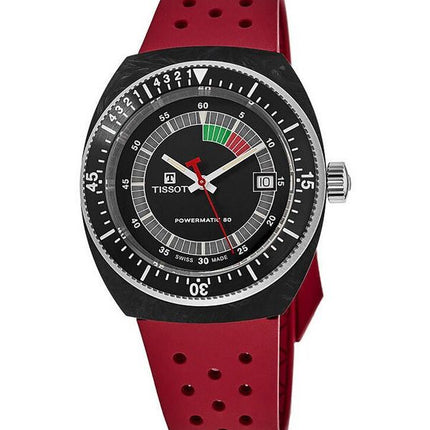 Tissot T-Sport Sideral Powermatic 80 gummirem Svart Urtavla Automatisk dykare T145.407.97.057.02 300M unisexklocka