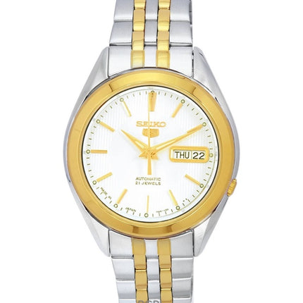 Renoverad Seiko 5 Two Tone Rostfritt Stål Vit Urtavla Automatisk SNKL24J1 Herrklocka