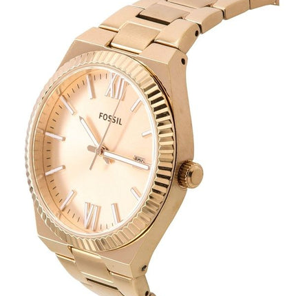 Renoverad Fossil Scarlette Rose Gold Rostfritt stål Rose Gold Sunray Dial Quartz ES5258 Damklocka