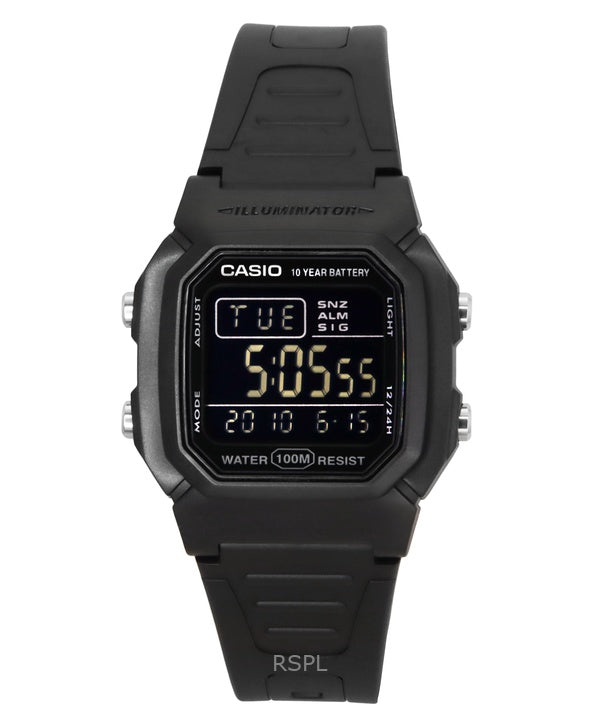 Casio Digital Black Dual Time Resin Armband Quartz W-800H-1BV 100M herrklocka