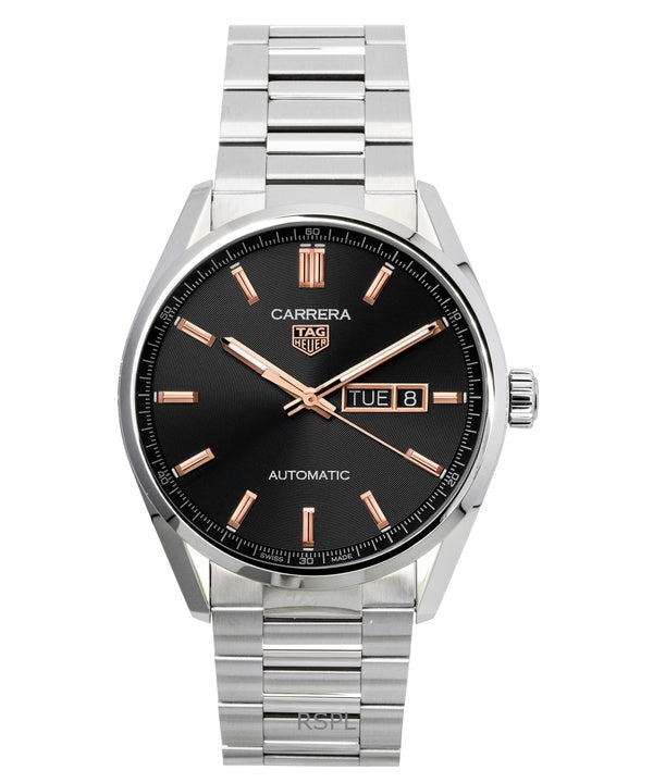 Tag Heuer Carrera rostfritt stål svart urtavla automatisk WBN2013.BA0640 100M herrklocka