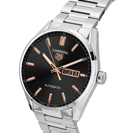 Tag Heuer Carrera rostfritt stål svart urtavla automatisk WBN2013.BA0640 100M herrklocka