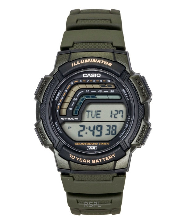 Casio digitalt hartsarmband kvarts WS-1800-3AV 100M herrklocka