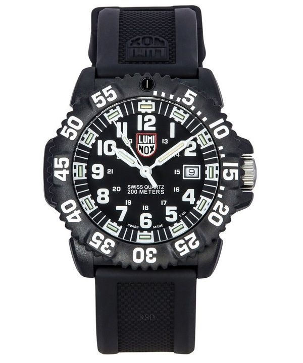 Luminox Original NAVY Seal gummirem Svart Urtavla Swiss Quartz Diver&#39,s XS.3051.F 200M herrklocka