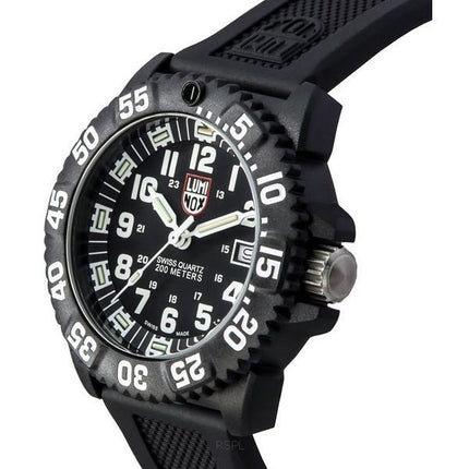 Luminox Original NAVY Seal gummirem Svart Urtavla Swiss Quartz Diver&#39,s XS.3051.F 200M herrklocka
