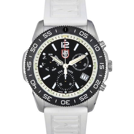 Luminox Pacific Diver Chronograph Vit gummiband Svart Urtavla Quartz Diver's XS.3141 200M herrklocka