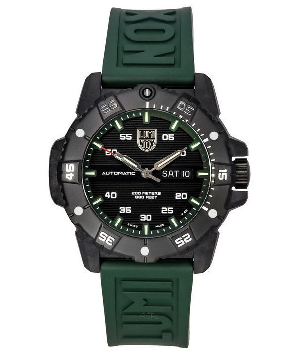Luminox Master Carbon SEAL Grönt gummiband Svart Urtavla Swiss Automatic Diver's XS.3877 200M herrklocka