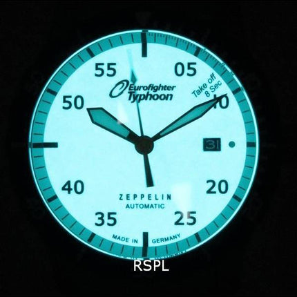 Zeppelin Eurofighter Typhoon Beige Luminous Dial Automatic Diver's 7268M-5 7268M5 200M Herrklocka