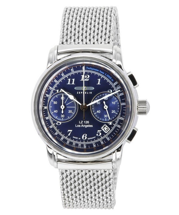 Zeppelin LZ126 Los Angeles Chronograph rostfritt stål Blue Dial Quartz 7614M3 herrklocka