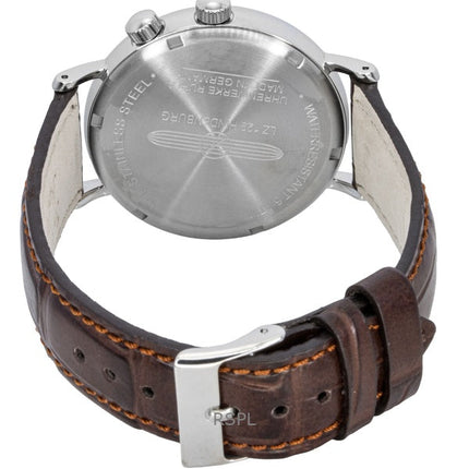 Zeppelin Hindenburg brunt läderarmband beige urtavla kvarts 80445 herrklocka