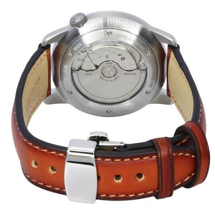 Zeppelin Flatline brunt lÃ¤derband MÃ¶rkgrÃ¶n Urtavla Automatisk 83664 herrklocka