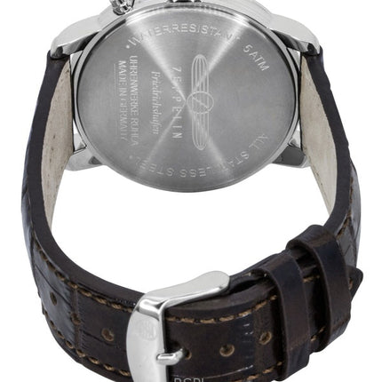 Zeppelin Friedrichshafen brunt läderarmband guldfärgad urtavla kvarts 85365 herrklocka